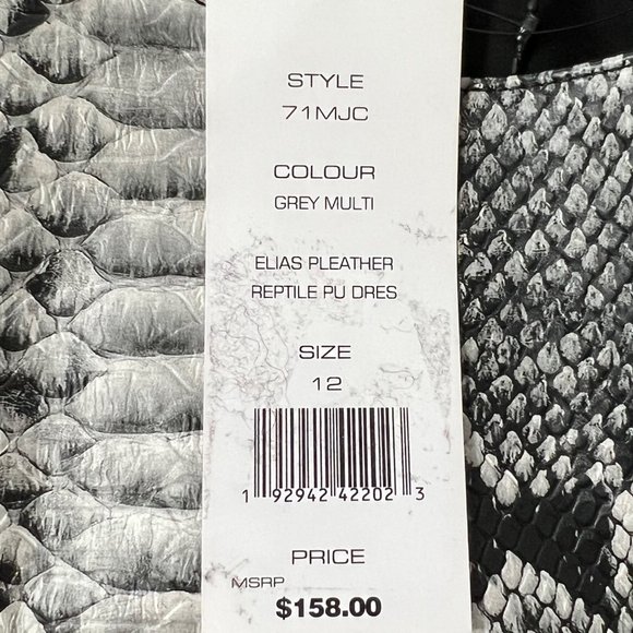 French Connection Womens Elias Reptile Dress Gray Snake Print Sleeveless size 12 - Picture 13 of 14